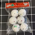 Set of 6 white foam Christmas snowball ornaments decorated with colorful glitter stars - Snow Ball (Actual 3cm) / Set of 6