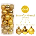 24-piece gold Christmas ball set with glitter, shiny, and matte finishes - 3cm 24Pcs Set / Gold