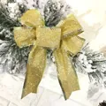 Decorative 12cm gold glitter Christmas bow for tree wreaths and festive holiday garlands. - 12CM Width / Gold