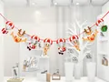 Bannière de Noël festive avec Père Noël et rennes en dessin animé avec parachutes - Style Créatif Z-6