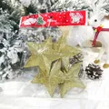 Set of shimmering gold glitter star Christmas tree ornaments in festive gift packaging - 10cm Gold (4 Pack)