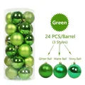 Set da 24 palline di Natale verdi con finiture glitterate, opache e lucide brillanti - Verde mela