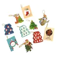 Juego de lindas etiquetas navideñas con diseños de Papá Noel, muñeco de nieve y árbol. - Colores Mezclados / 60 Tarjetas