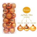 Set di 24 palline di Natale color bronzo con finiture glitter, lucide e opache. - Bronzo Antico