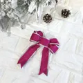 Grande fiocco di Natale glitter magenta da 12 cm con bordi argentati per l'albero - Rosso rosa