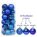 Set di 24 palline di Natale blu con finiture glitterate, lucide e opache eleganti. - Blu zaffiro