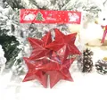 Set of sparkly red glitter five-pointed star Christmas ornaments in retail packaging - 10cm Red (4 Pack)