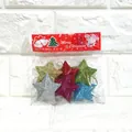 Pack of 6 colorful glittery Christmas star ornaments with hanging strings for holiday decor - 5cm Multicolor (6 Pack)