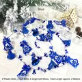 2m blue Christmas bell garland decoration with 8 plastic and 2 iron bells for trees - 4.5cm Diameter 2m Length / Blue