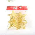 Addobbi per albero di Natale a forma di pentagramma vuoto dorato da 8 cm in busta - 4 Pezzi/Confezione / Oro