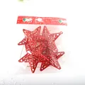 Set di decorazioni natalizie a stella a cinque punte cave rosse galvanizzate, 8 cm - 4 Pezzi/Confezione / Rosso