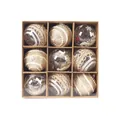 9-pack Christmas ball ornaments set with reindeer and lace designs in a gift box - 9 Pieces Set / m1