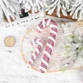 Decorative red and white glitter foam Christmas candy cane hanging ornaments set on snow. - Candy Cane Shape / 26cm / Pink