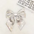 Large silver sequined bow for Christmas decoration and window display - Size 4 20*25CM / Pearlescent Silver
