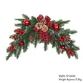 Guirnalda de Navidad decorativa de PE con piñas bayas rojas y lazo de cuadros 70x25cm - Estilo Enredadera de Cuerno Con Lazo de Cuadros Rojo y Negro
