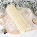 Ruban en maille PP crème décoratif avec fils dorés pour les bricolages de Noël - Maille Dorée à Fil Doré / 10 Yards