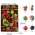 Premium Christmas tree ornament set with baubles, bells and pine cones in kraft box - Large Kraft Paper Gift Box / Red And Green