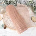 Rouleau de ruban en maille PP décoratif or rose pour sapin de Noël et emballage cadeau - Maille Rose à Fil Doré / 10 Yards