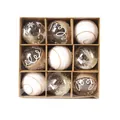 Set of 9 Christmas ornaments with transparent and white foam balls in a kraft box - 9 Pieces Set / Square Meter