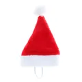 Festive red plush Christmas hat for pets featuring a white pom-pom and elastic chin strap - Red Classic / 14cmx20cm