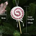 Decorative pink spiral lollipop Christmas tree hanging ornament with glitter finish - Threaded / 8x15cm / Pink
