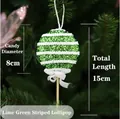 Lecca-lecca natalizio in schiuma a strisce verdi e bianche per albero - A righe / 8x15cm / Verde mela