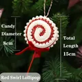 Red spiral glitter lollipop Christmas tree ornament with 8cm diameter and 15cm length - Threaded / 8x15cm / Red