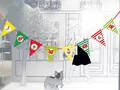 Banderoles de Noël colorées en papier avec des motifs de bonhomme de neige et de renne - Drapeau Triangulaire S-1