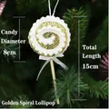 Lecca-lecca di Natale in schiuma glitterata dorata, diametro 8 cm, lunghezza totale 15 cm - Filettato / 8x15cm / Oro