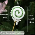 Lecca-lecca a spirale verde mela glitter 8cm per albero di Natale, lunghezza 15cm - Filettato / 8x15cm / Verde mela
