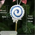 Ornamento a lecca-lecca in schiuma blu e bianca per la decorazione dell'albero - Filettato / 8x15cm / Blu lago