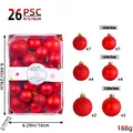 26PCS set of red Christmas ball ornaments in mixed sizes for tree decorations - 26 Pieces/Pack / Red