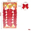 Set of 12 red flocked mini Christmas bows with detailed size and weight measurements - 12 Pieces/Paper Card / Red