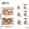 Set of 26 pink Christmas ornaments with glitter and shiny finishes in various sizes - 26 Pieces/Pack / Rose Gold