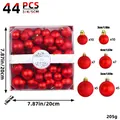 Detailed view of 44 red Christmas ball ornaments in 3cm, 4cm, and 5cm sizes - 44 Pieces / Red