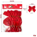 Set of 12 small red flocked Christmas bows with gold ties for tree decorations - 12 Pieces/OPP Bag / Red