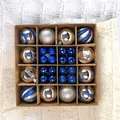 Set of 42 blue and silver Christmas ball ornaments in various sizes and decorative finishes. - 44-Piece Gift Box / 44 Pieces / Sapphire Blue