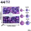 Size and quantity details for 44-piece purple Christmas ornament variety pack - 44 Pieces / Purple