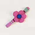 Adjustable pet collar with a cute pink fabric flower decoration for small dogs and cats - Rose Red