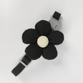 Elegant adjustable pet collar featuring a large black corduroy flower design for cats - Black