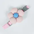 Adjustable pink pet collar with cute decorative fabric flower for cats and small dogs - Pink