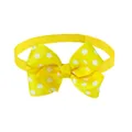 Vibrant yellow adjustable pet collar featuring a 3-inch white polka dot grosgrain bow - Yellow