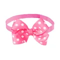 Cute 3-inch pink polka dot bow pet collar with adjustable band for cats and dogs. - Pink
