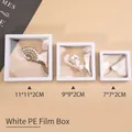 Drie maten witte PE-film ophanging sieraden opberg- en displaydozen voor uw ringen - Ronde basis / 1 Stuk / Wit