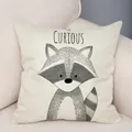 Modern minimalist cartoon raccoon animal throw pillow cover for home sofa and bedroom - Linen Double-Sided (BZ15-1) / 45x45cm / Raccoon