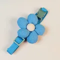 Adjustable blue flower pet collar for cats and small dogs in soft fabric - Lake Blue