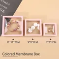 Roze PE-folie zwevende sieraden opbergdoos getoond in drie verschillende maten - 7*7*1.3cm (Ultradun) / Lichtroze