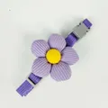 Purple adjustable pet collar with cute fabric flower decoration for cats and small dogs - Purple