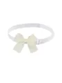 Adjustable white pet bow tie collar accessory with elegant waffle texture fabric bow - White