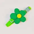 Adjustable green pet collar featuring a cute corduroy flower for cats and small dogs. - Green